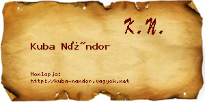 Kuba Nándor névjegykártya